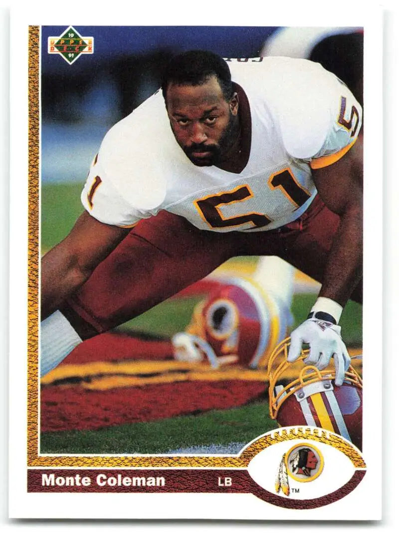 1991 Upper Deck #440 Monte Coleman NM-MT Washington Redskins Football Card - Football Card Single