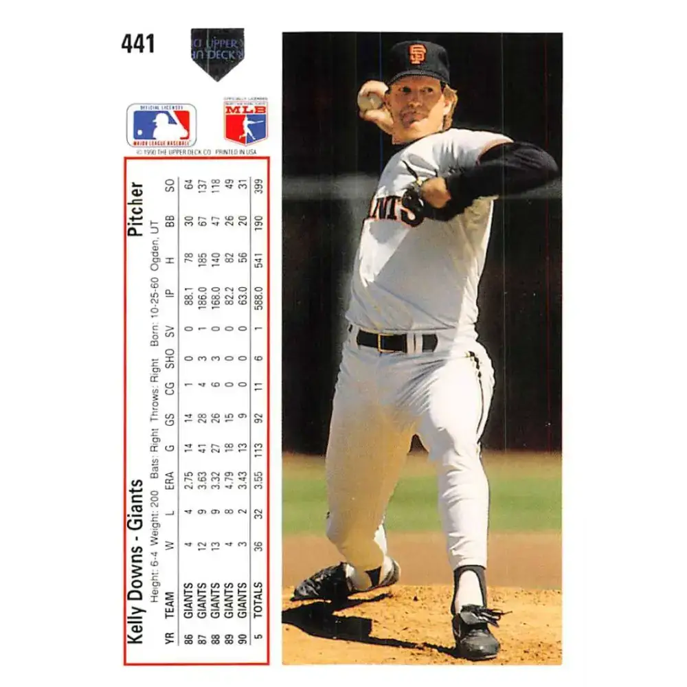 1991 Upper Deck #441 Kelly Downs NM-MT San Francisco Giants Baseball Card - Baseball Card Single