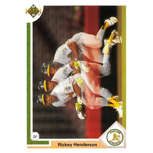 1991 Upper Deck #444 Rickey Henderson EX Excellent Oakland Athletics Baseball Card