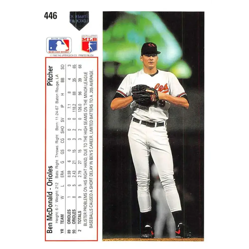 1991 Upper Deck #446 Ben McDonald NM-MT Baltimore Orioles Baseball Card - Baseball Card Single