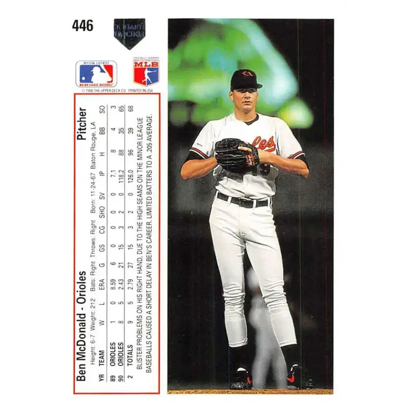 1991 Upper Deck #446 Ben McDonald NM-MT Baltimore Orioles Baseball Card - Baseball Card Single
