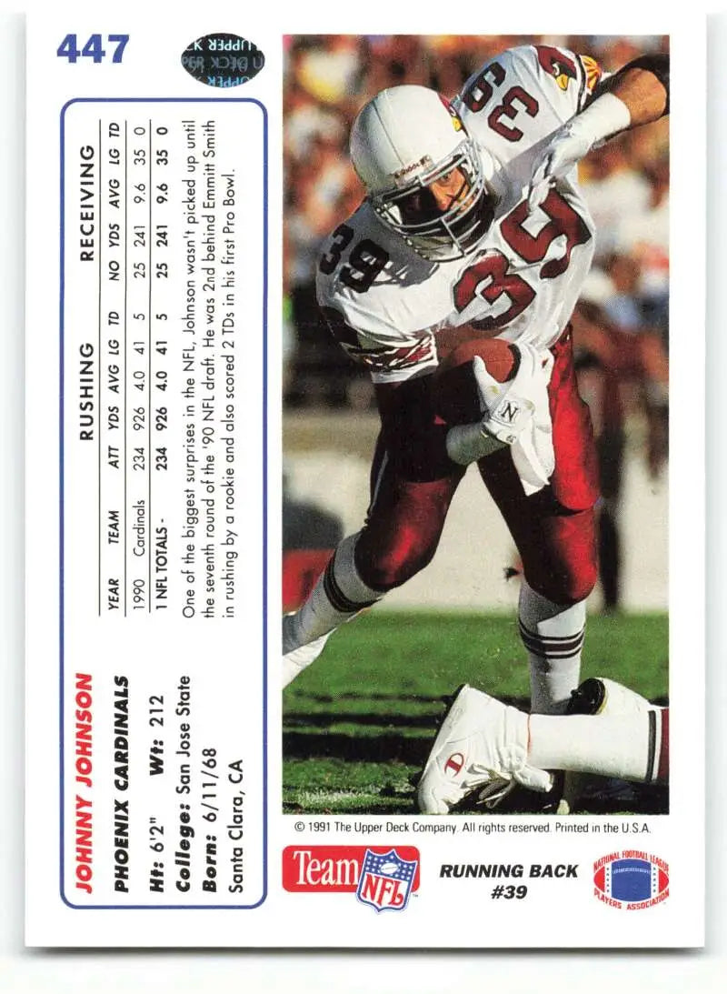 1991 Upper Deck #447 Johnny Johnson NM-MT Phoenix Cardinals Football Card - Football Card Single