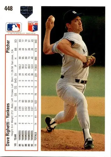 1991 Upper Deck Dave Righetti baseball card with original gloss product image