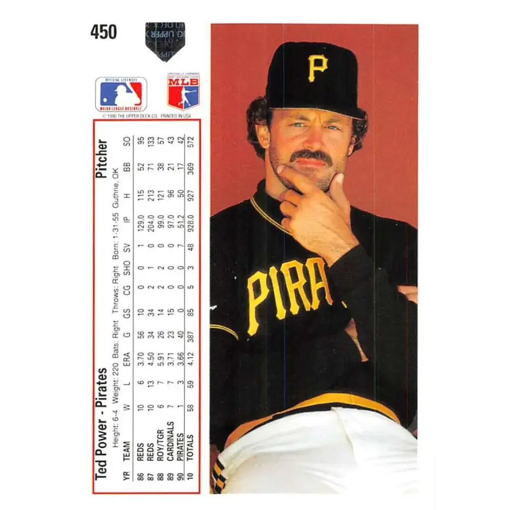 1991 Upper Deck #450 Ted Power NM-MT Pittsburgh Pirates Baseball Card - Baseball Card Single