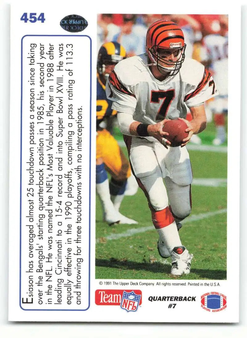 1991 Upper Deck #454 Boomer Esiason NM-MT Cincinnati Bengals Football Card - Football Card Single