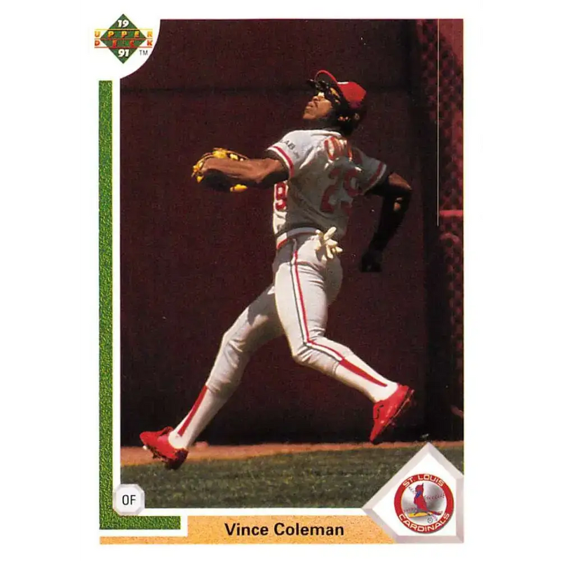 1991 Upper Deck #461 Vince Coleman EX Excellent St. Louis Cardinals Baseball Card - Baseball Card Single