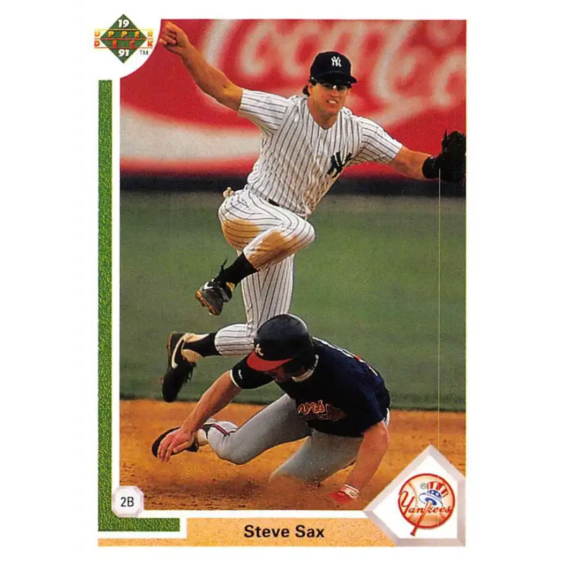 1991 Upper Deck #462 Steve Sax EX Excellent New York Yankees Baseball Card - Baseball Card Single
