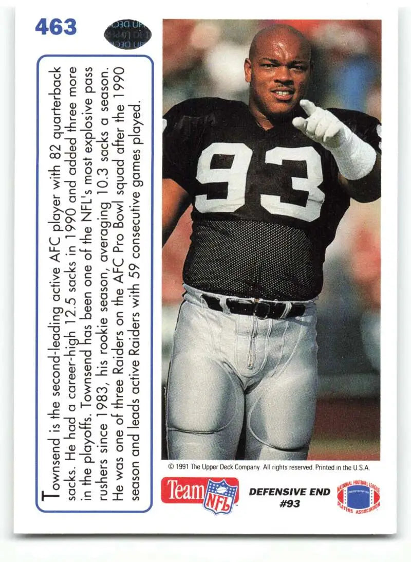 1991 Upper Deck #463 Greg Townsend NM-MT Los Angeles Raiders Football Card - Football Card Single