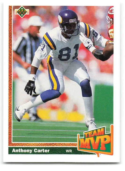 1991 Upper Deck #466 Anthony Carter NM-MT Minnesota Vikings Football Card - Football Card Single
