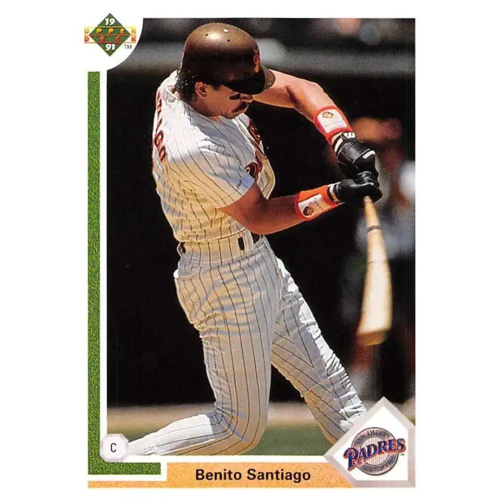 1991 Upper Deck #467 Benito Santiago EX Excellent San Diego Padres Baseball Card - Baseball Card Single