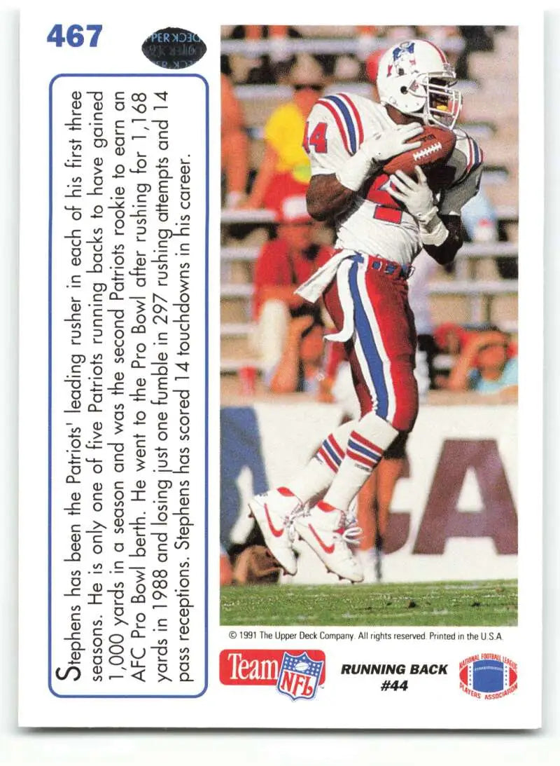 1991 Upper Deck #467 John Stephens NM-MT New England Patriots Football Card - Football Card Single