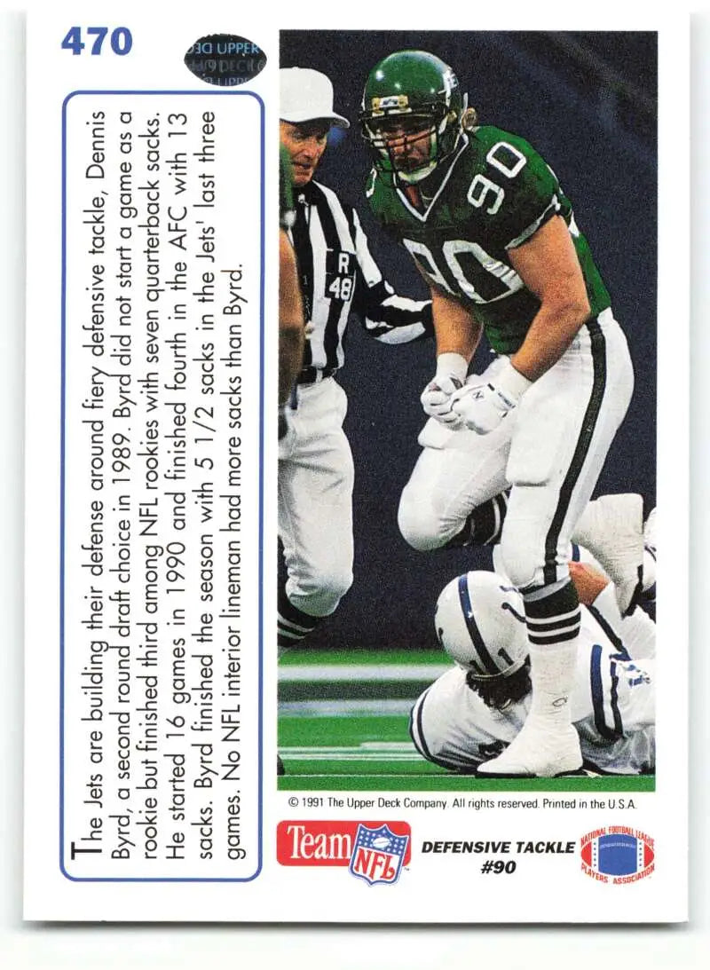 1991 Upper Deck #470 Dennis Byrd NM-MT New York Jets Football Card - Football Card Single