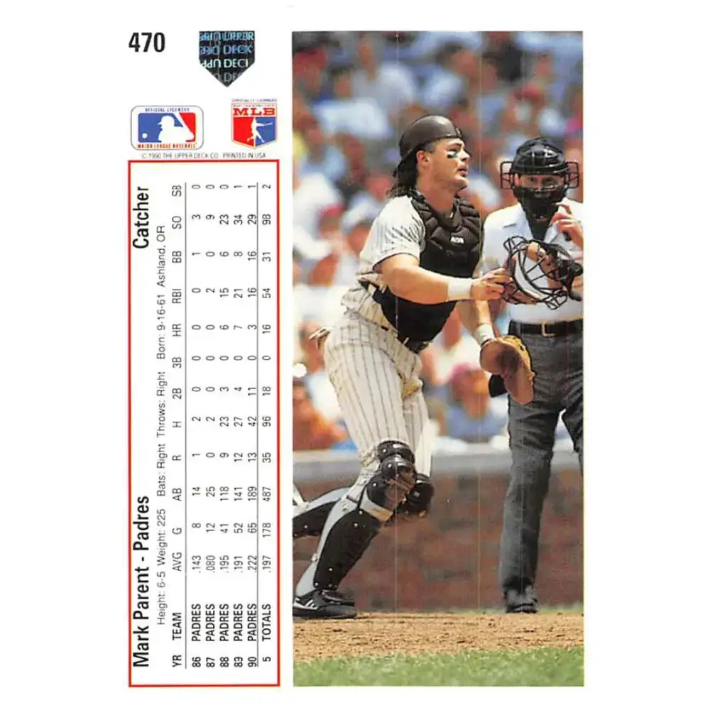 1991 Upper Deck #470 Mark Parent NM-MT San Diego Padres Baseball Card - Baseball Card Single