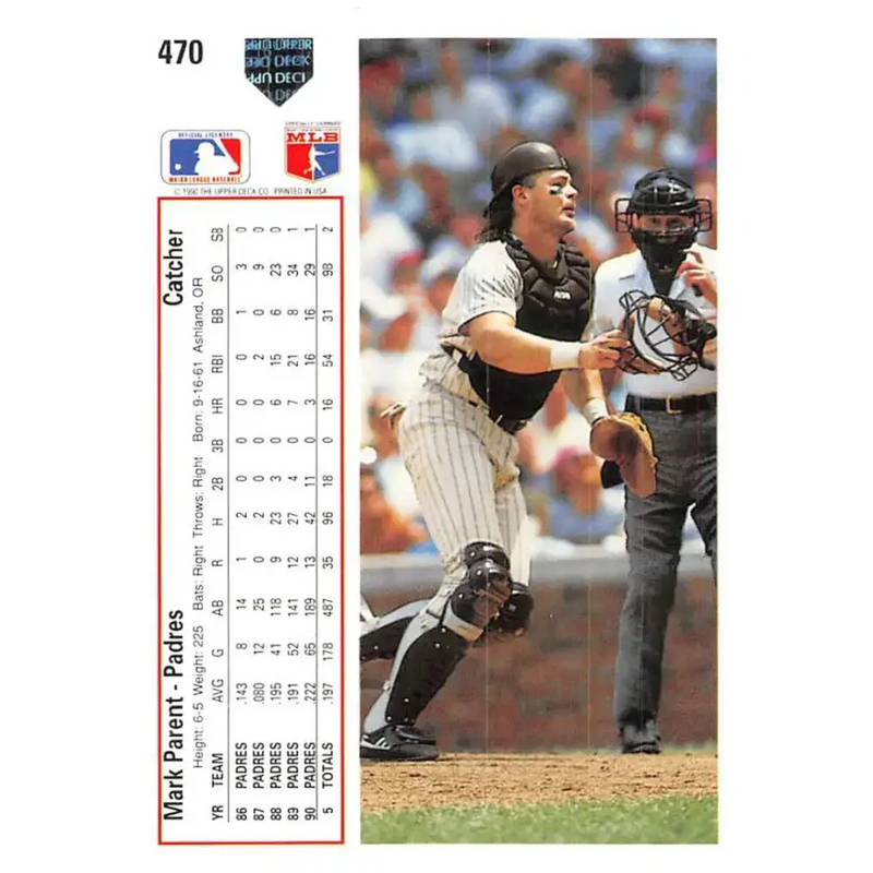 1991 Upper Deck #470 Mark Parent NM-MT San Diego Padres Baseball Card - Baseball Card Single