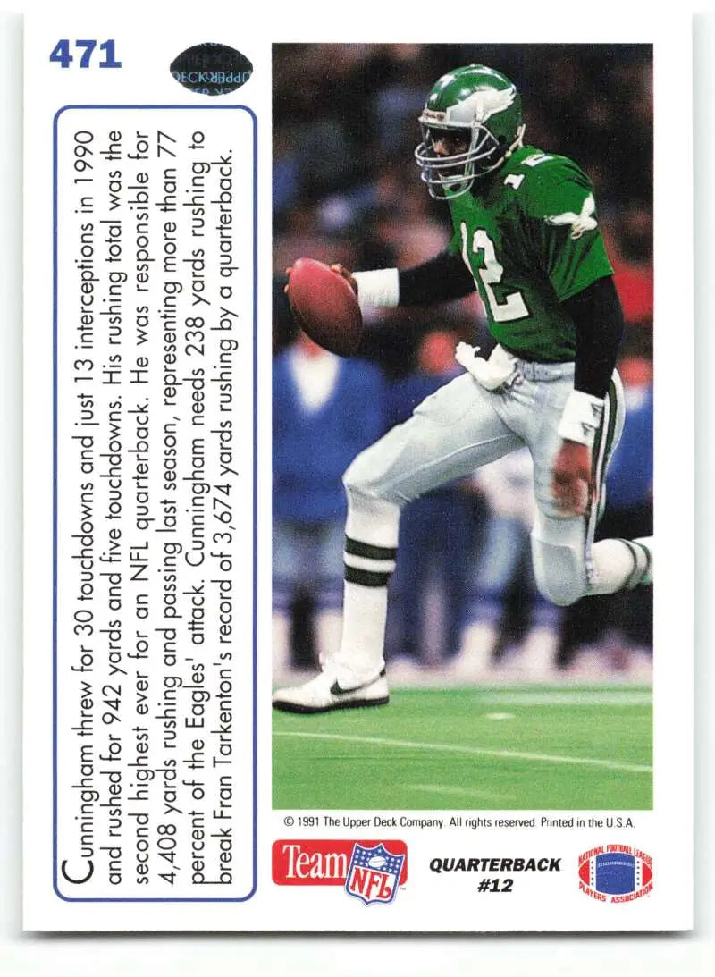 1991 Upper Deck #471 Randall Cunningham NM-MT Philadelphia Eagles Football Card - Football Card Single