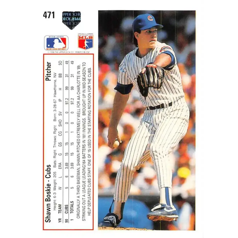 1991 Upper Deck #471 Shawn Boskie EX Excellent Chicago Cubs Baseball Card - Baseball Card Single