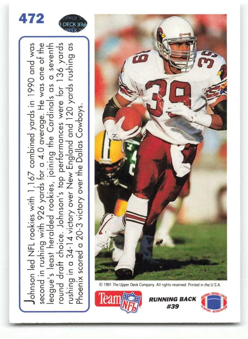 1991 Upper Deck #472 Johnny Johnson NM-MT Phoenix Cardinals Football Card - Football Card Single