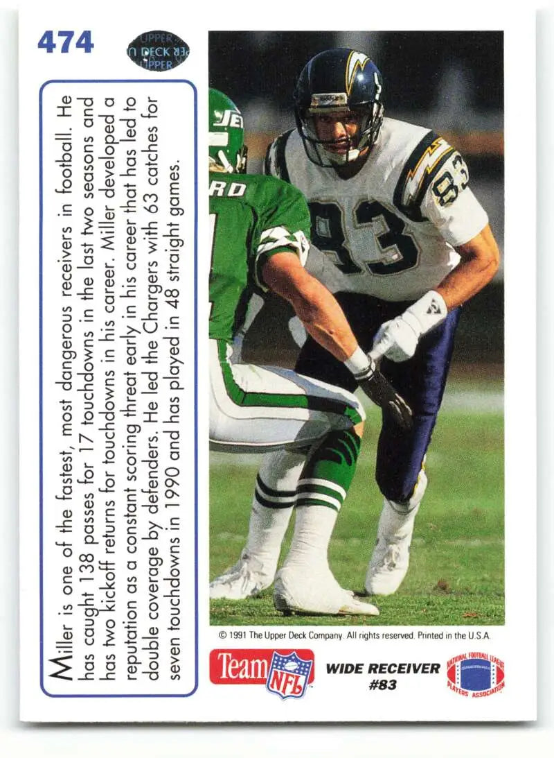 1991 Upper Deck #474 Anthony Miller NM-MT San Diego Chargers Football Card - Football Card Single