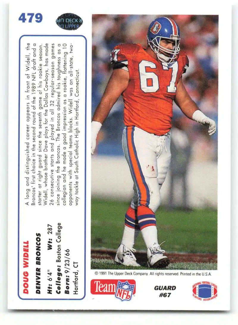 1991 Upper Deck #479 Doug Widell NM-MT Denver Broncos Football Card - Football Card Single