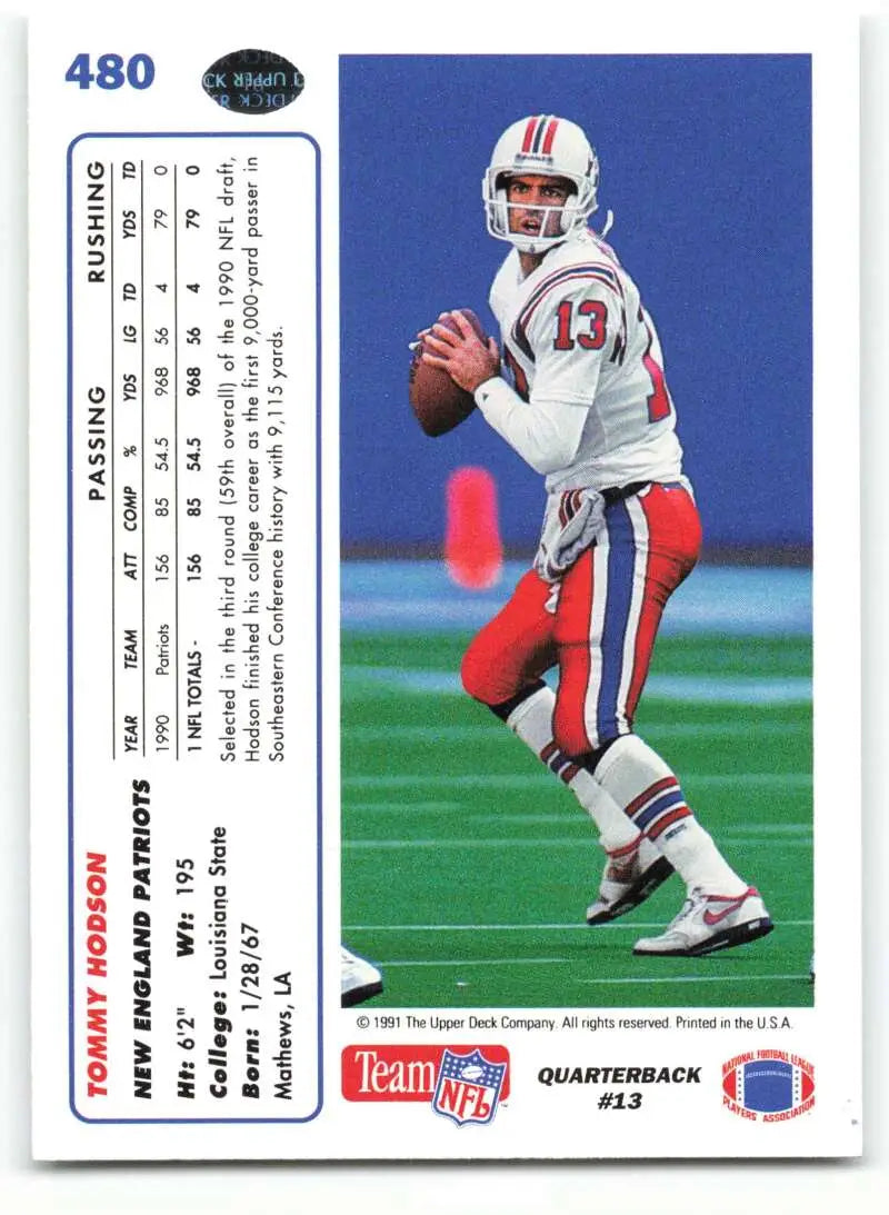 1991 Upper Deck #480 Tommy Hodson NM-MT New England Patriots Football Card - Football Card Single