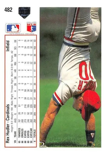 1991 Upper Deck #482 Rex Hudler NM Near Mint Cardinals - Baseball Card Single