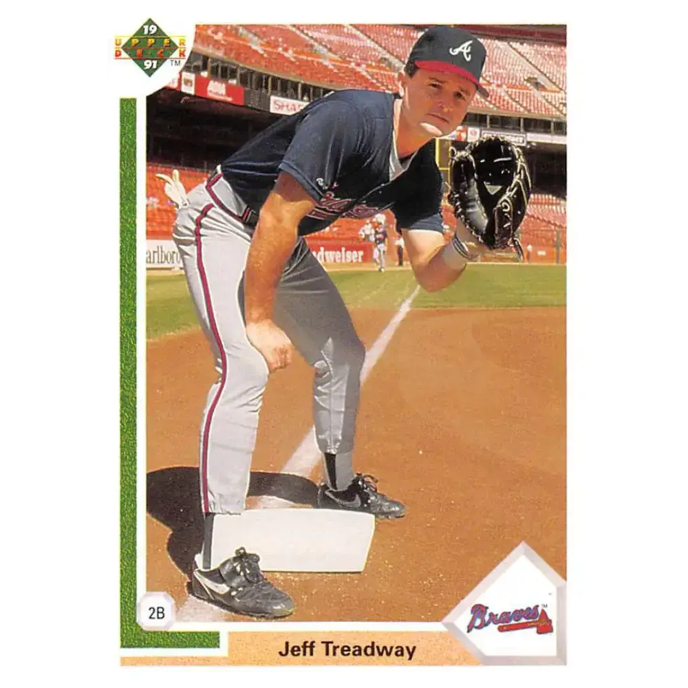 1991 Upper Deck #499 Jeff Treadway EX Excellent Atlanta Braves Baseball Card - Baseball Card Single