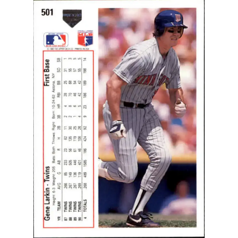 1991 Upper Deck #501 Gene Larkin EX Excellent Minnesota Twins Baseball Card - Baseball Card Single