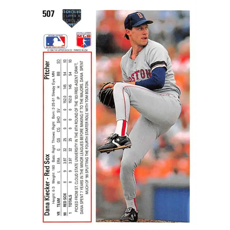 1991 Upper Deck #507 Dana Kiecker EX Excellent Boston Red Sox Baseball Card - Baseball Card Single
