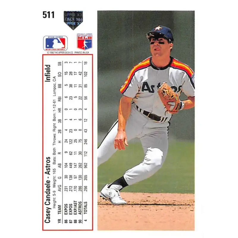 1991 Upper Deck #511 Casey Candaele EX Excellent Houston Astros Baseball Card - Baseball Card Single