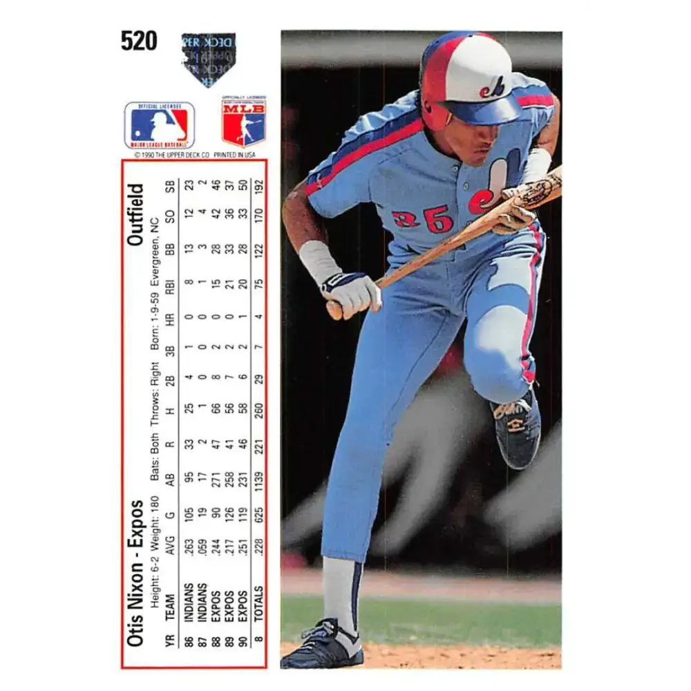 1991 Upper Deck #520 Otis Nixon NM-MT Montreal Expos Baseball Card - Baseball Card Single