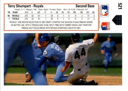 Original gloss baseball card featuring Terry Shumpert from 1991 Upper Deck