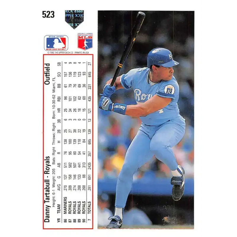 1991 Upper Deck #523 Danny Tartabull EX Excellent Kansas City Royals Baseball Card - Baseball Card Single