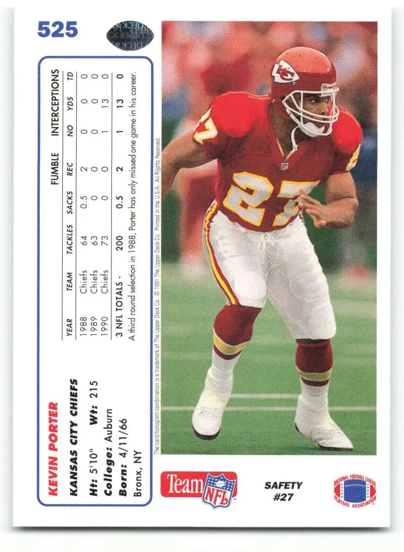 1991 Upper Deck #525 Kevin Porter NM-MT Kansas City Chiefs Football Card - Football Card Single