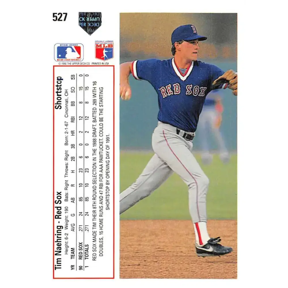 1991 Upper Deck #527 Tim Naehring NM-MT Boston Red Sox Baseball Card - Baseball Card Single