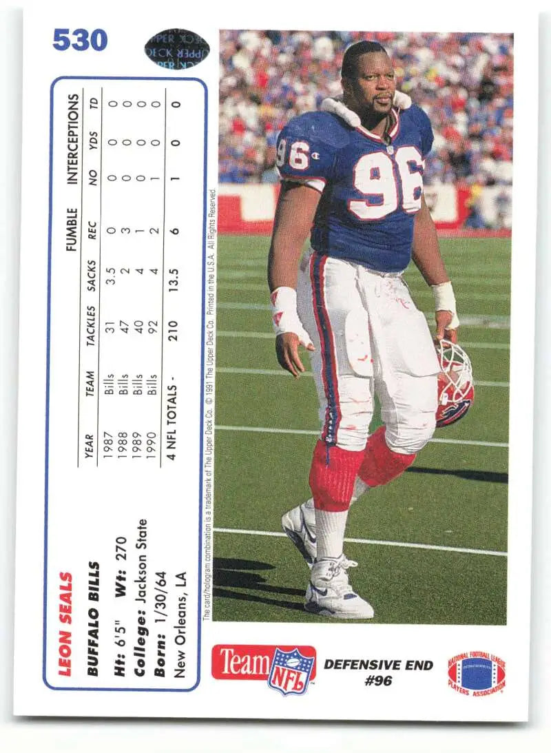 1991 Upper Deck #530 Leon Seals NM-MT Buffalo Bills Football Card - Football Card Single