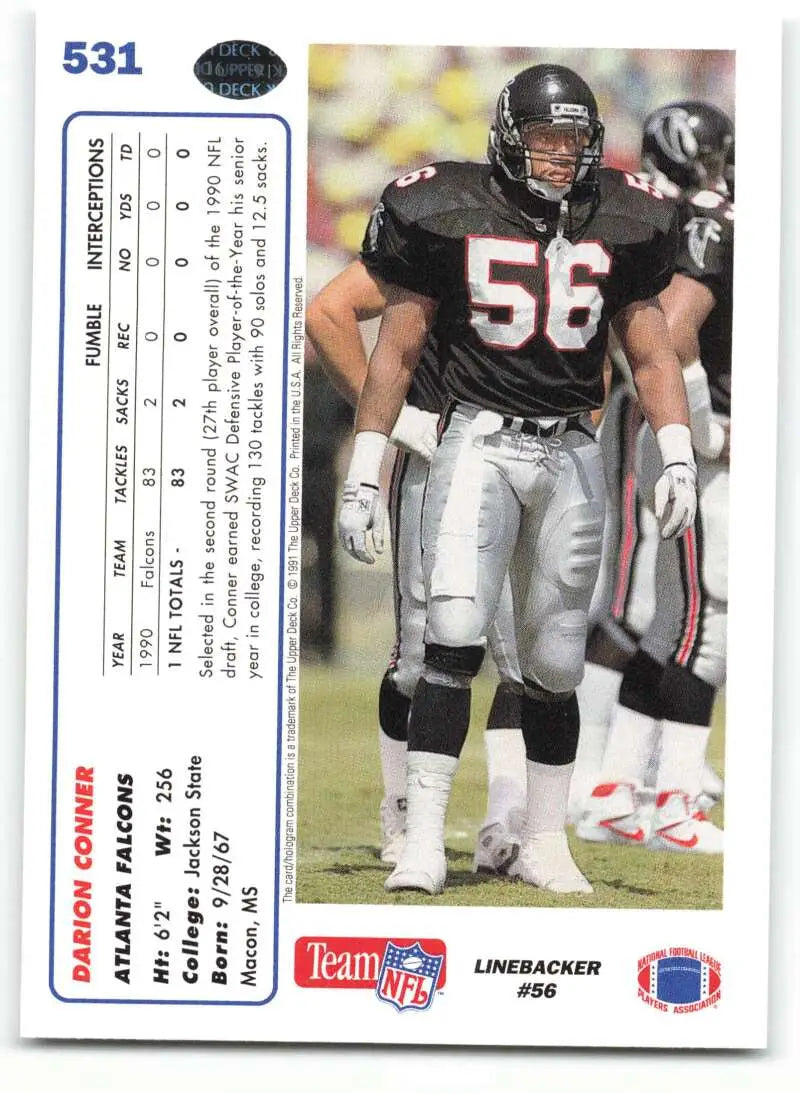 1991 Upper Deck #531 Darion Conner NM-MT Atlanta Falcons Football Card - Football Card Single