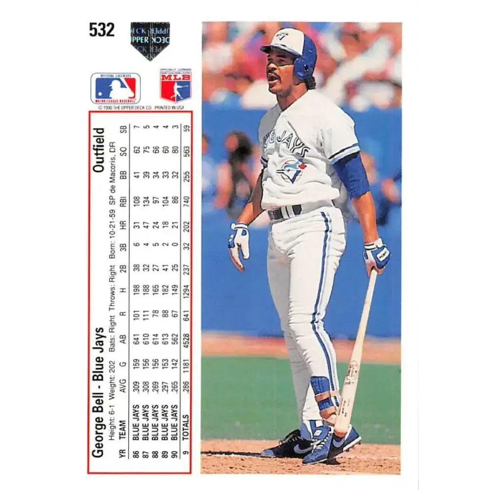 1991 Upper Deck #532 George Bell EX Excellent Toronto Blue Jays Baseball Card - Baseball Card Single