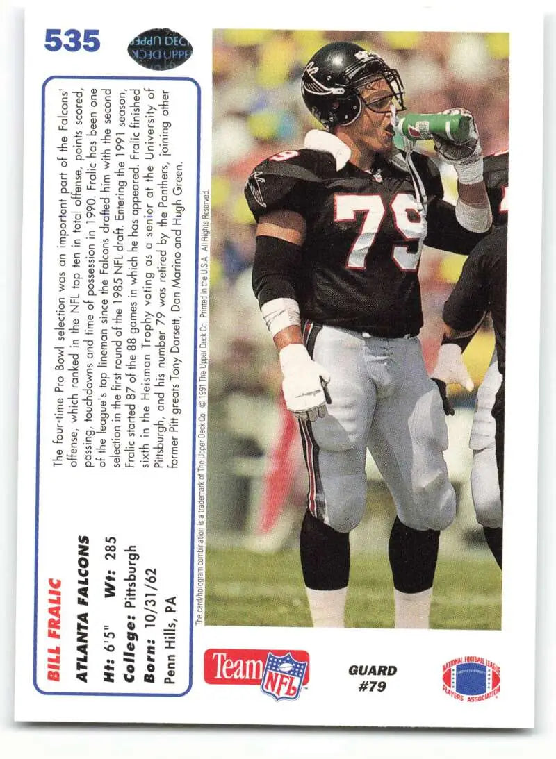 1991 Upper Deck #535 Bill Fralic NM-MT Atlanta Falcons Football Card - Football Card Single