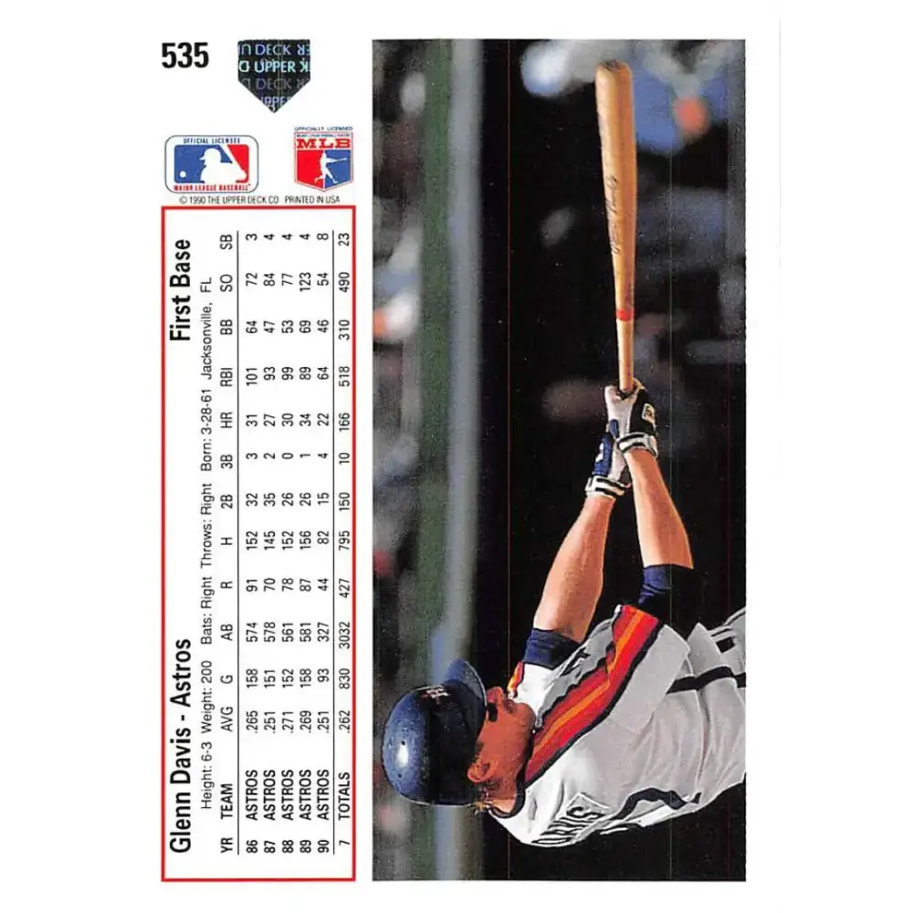 1991 Upper Deck #535 Glenn Davis EX Excellent Houston Astros Baseball Card - Baseball Card Single