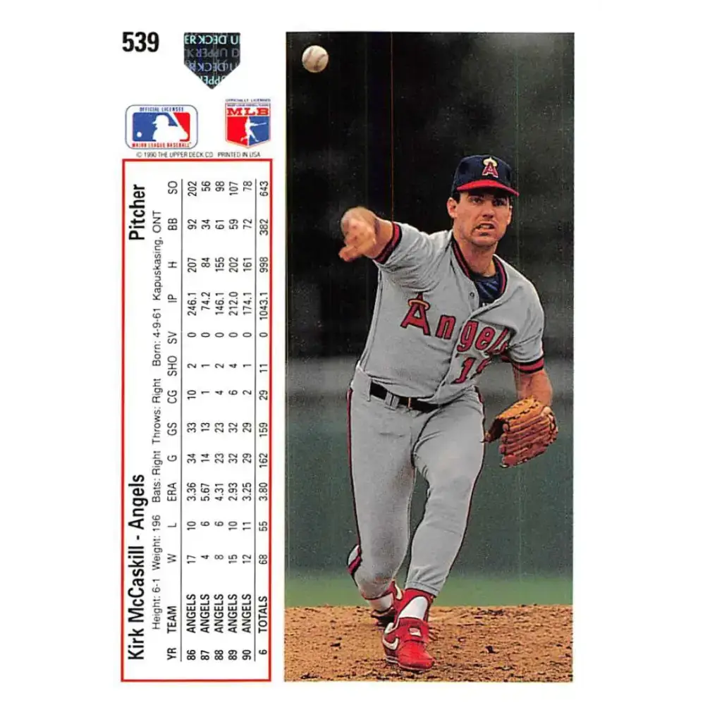 1991 Upper Deck #539 Kirk McCaskill EX Excellent California Angels Baseball Card - Baseball Card Single