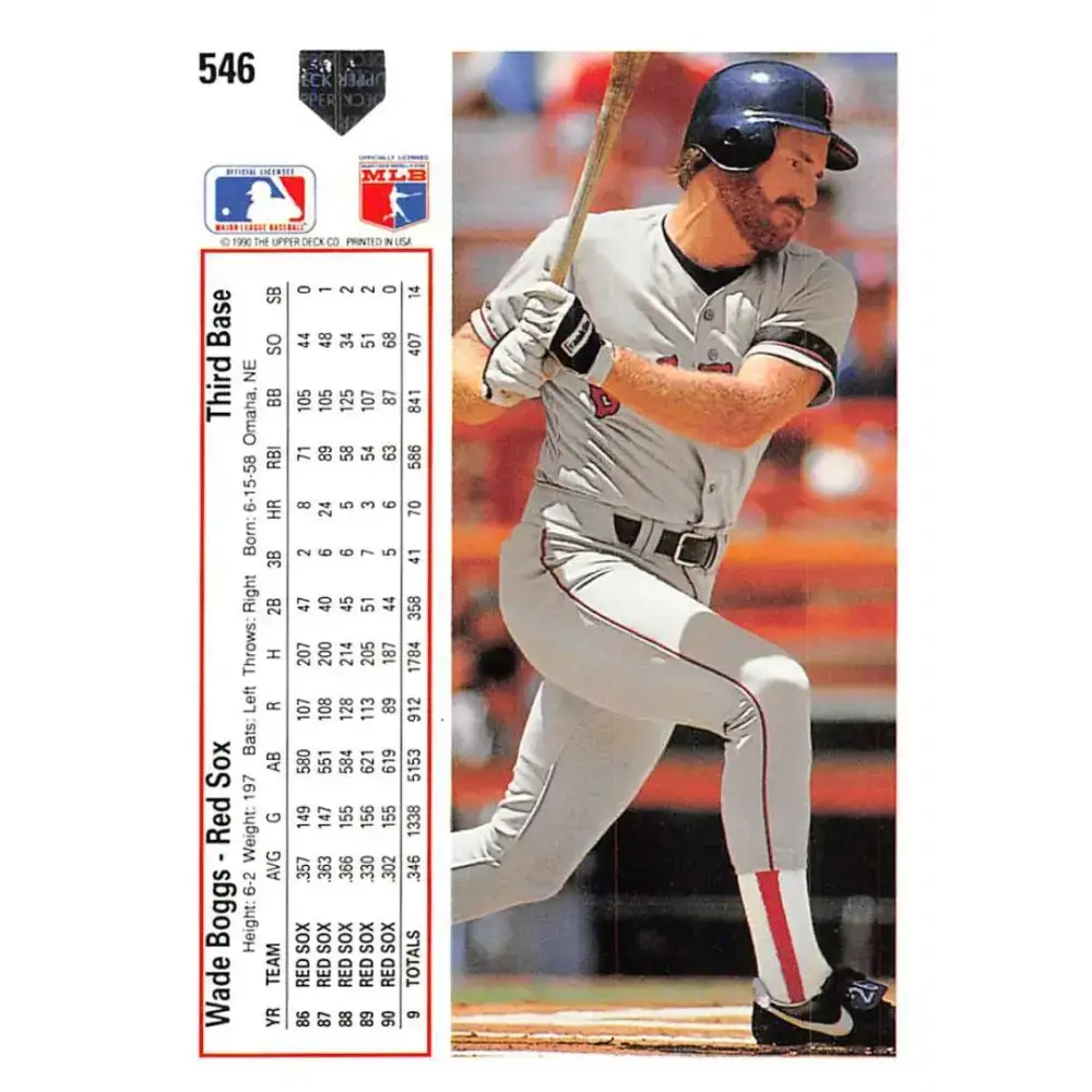 1991 Upper Deck #546 Wade Boggs EX Excellent Boston Red Sox Baseball Card - Baseball Card Single