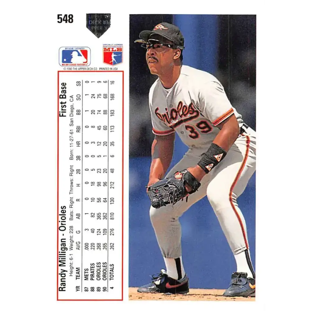 1991 Upper Deck #548 Randy Milligan NM-MT Baltimore Orioles Baseball Card - Baseball Card Single