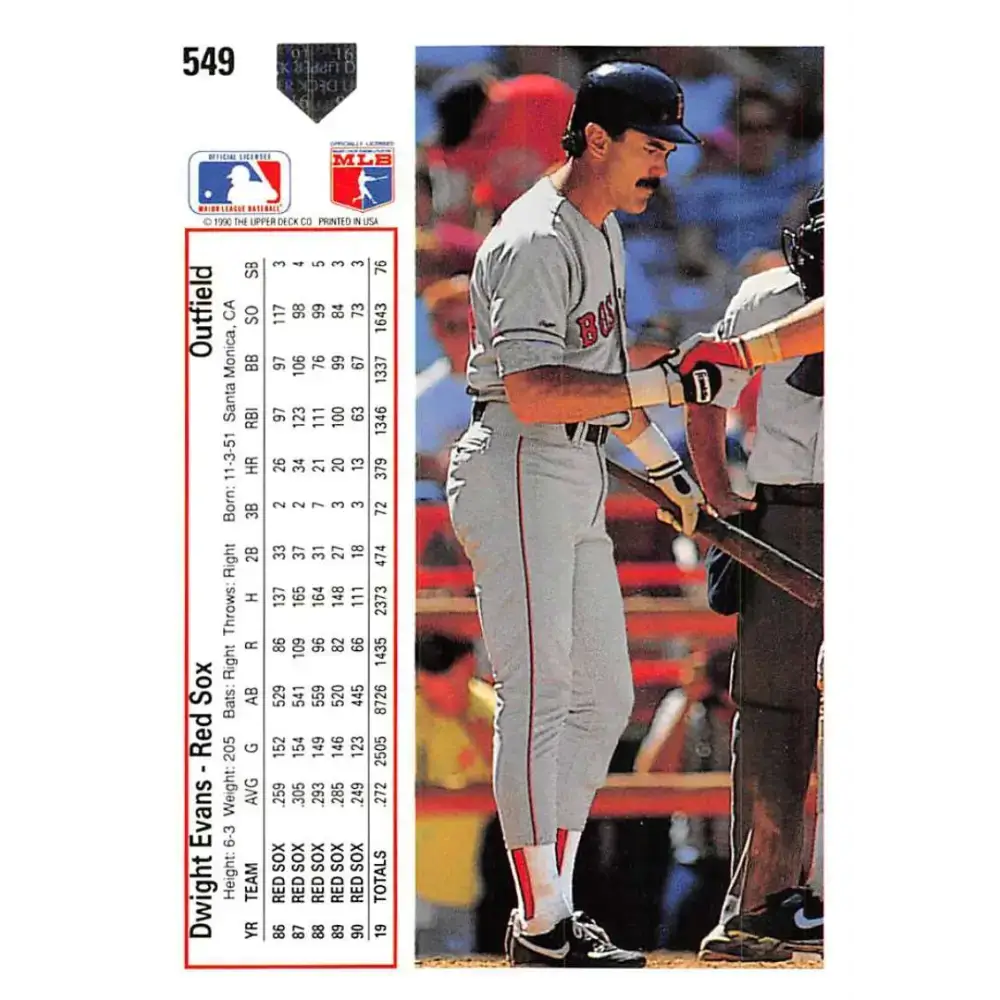 1991 Upper Deck #549 Dwight Evans NM-MT Boston Red Sox Baseball Card - Baseball Card Single