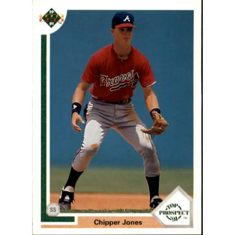 1991 Upper Deck #55 Chipper Jones EX Excellent RC Rookie Atlanta Braves Baseball Card - Baseball Card Single