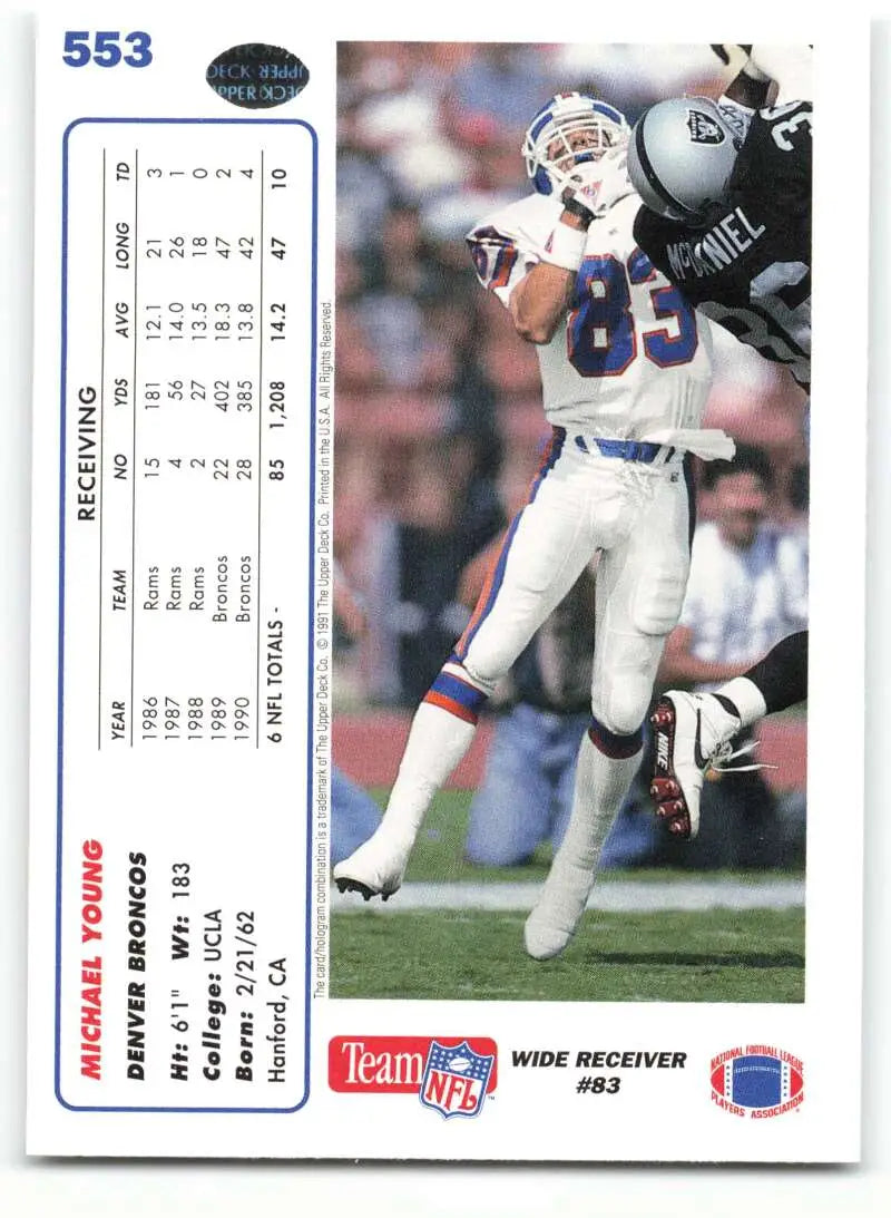 1991 Upper Deck #553 Michael Young NM-MT Denver Broncos Football Card - Football Card Single