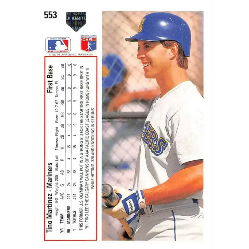 1991 Upper Deck #553 Tino Martinez NM-MT Seattle Mariners Baseball Card - Baseball Card Single