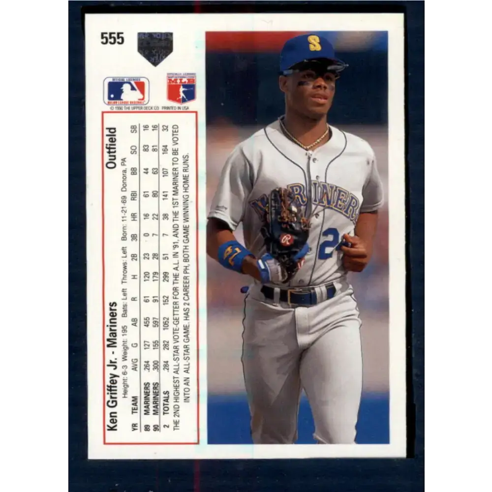1991 Upper Deck #555 Ken Griffey Jr. EX Excellent Seattle Mariners Baseball Card - Baseball Card Single