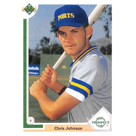 1991 Upper Deck #56 Chris Johnson EX Excellent RC Rookie Milwaukee Brewers Baseball Card