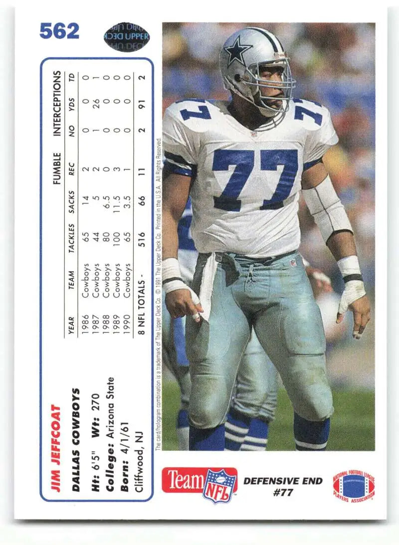 1991 Upper Deck #562 Jim Jeffcoat NM-MT Dallas Cowboys Football Card - Football Card Single