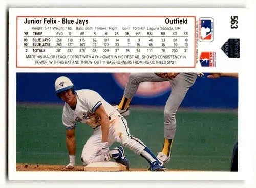 Original gloss Junior Felix Toronto baseball card from 1991 Upper Deck featuring Felix Toronto Blue Jays